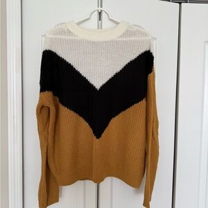 Chevron Women’s Sweater - White, Black, and Tan